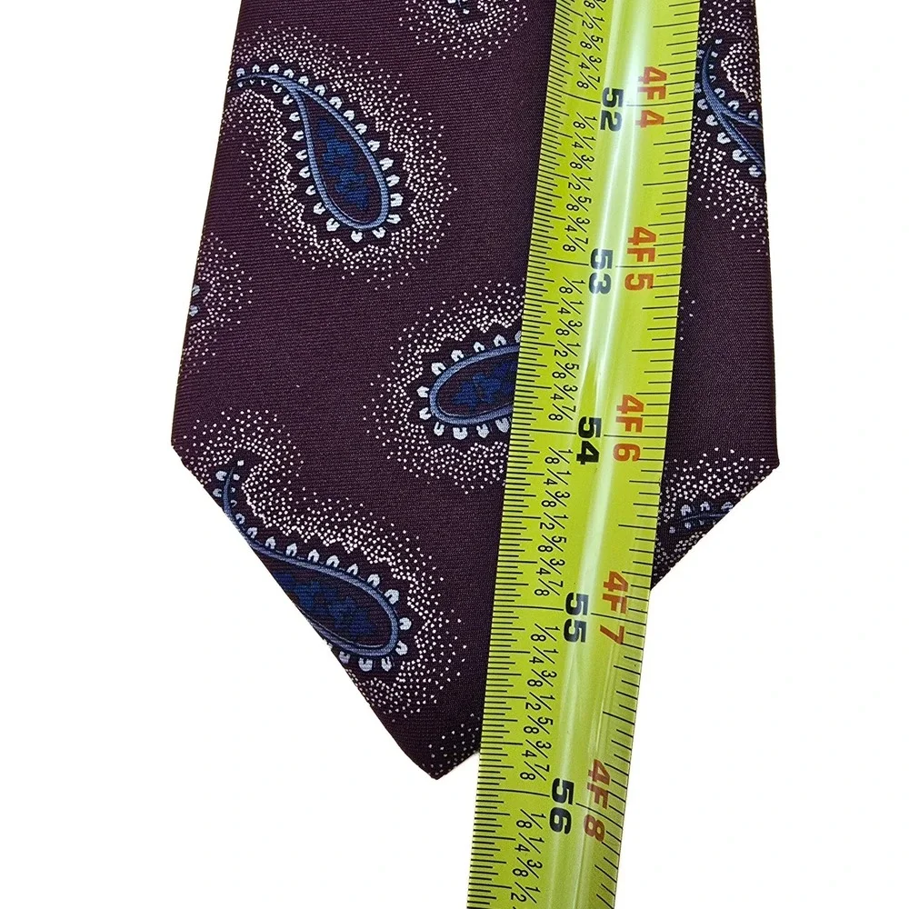 Bugatti Mens Silk Necktie‎ Plum Purple Blue Paisley Woven Formal Business Tie
